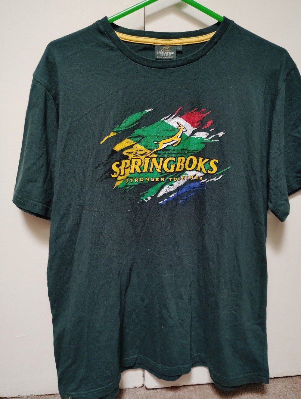 SA Rugby Springboks Mens T-Shirt Green Sz. L